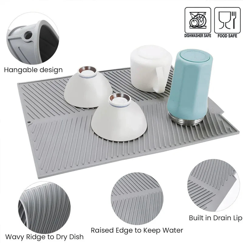 Premium Silicone Countertop Dish Drying Mat – Quick-Dry, Non-Slip Kitchen Mat