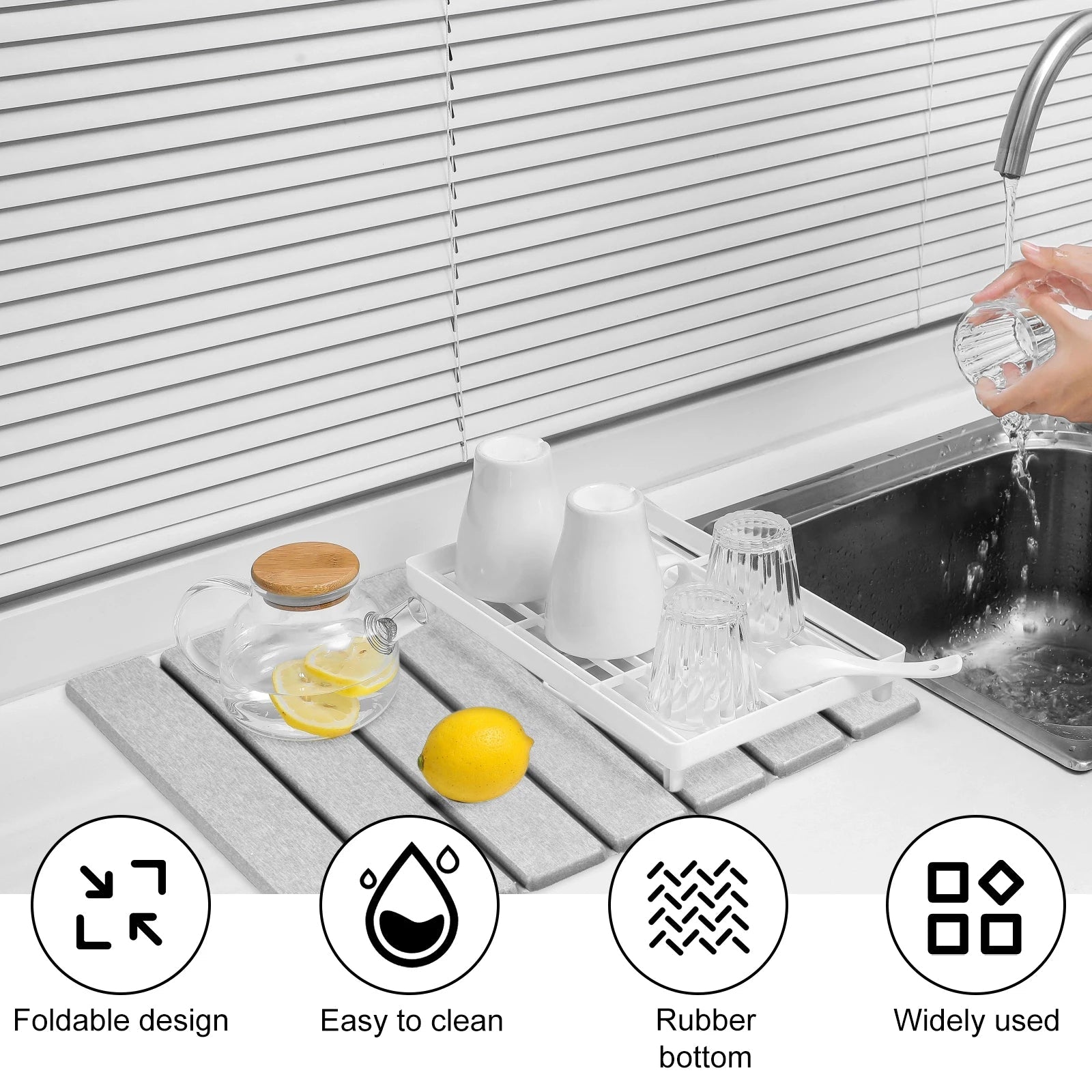 Foldable Diatomite Stone Dish Drying Mat — Compact, Ultra-Absorbent & Quick-Drying Kitchen Mat