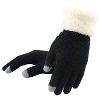 Cozy Plush-Lined Knit Gloves with Touchscreen Compatibility
