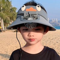 Kids Sun Visor Hat with Cooling Fan Hat
