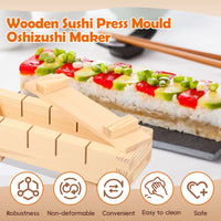 Handcrafted Wooden Sushi Press Mold - Premium Sushi Maker for Homemade Rolls