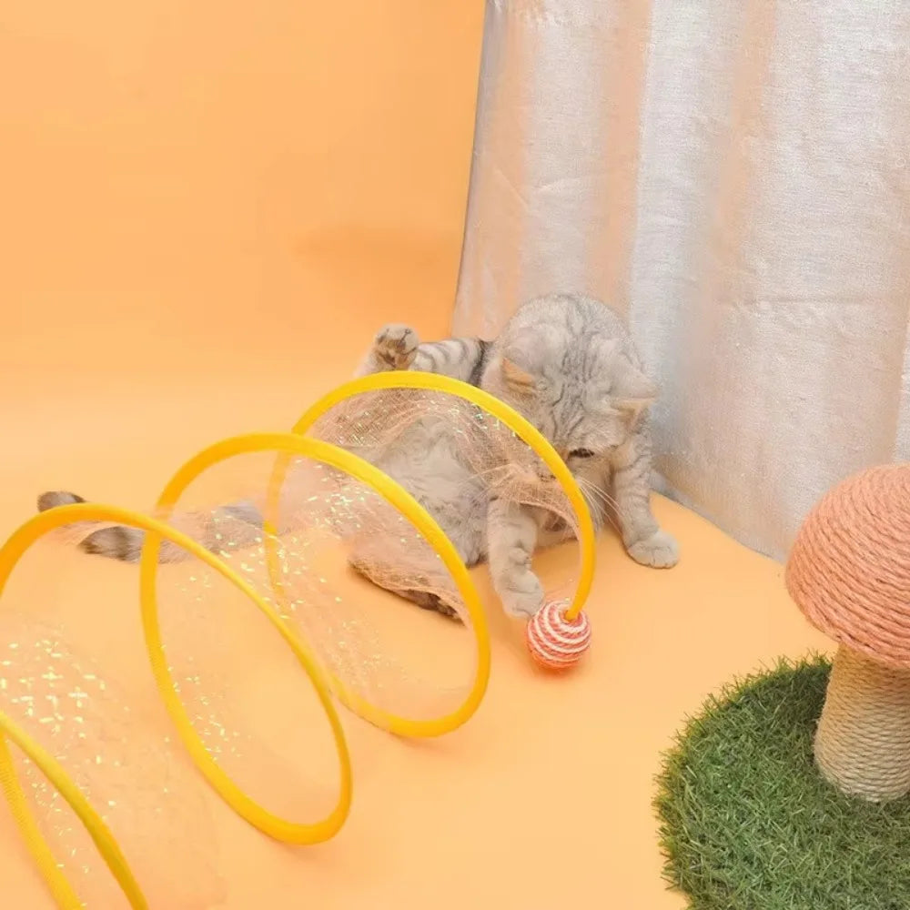 Foldable S-Shape Interactive Cat Tunnel for Endless Play