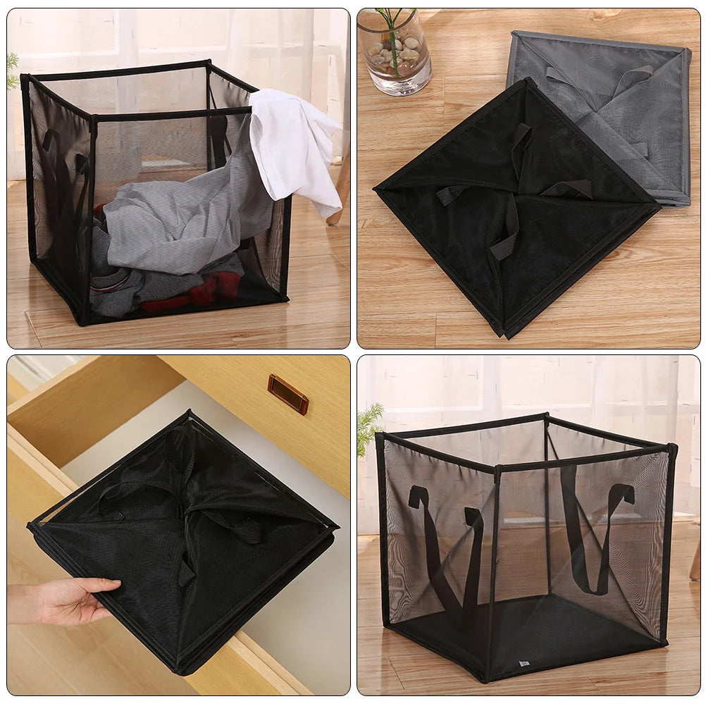 Portable Foldable Mesh Laundry Hamper with Easy-Grab Handles
