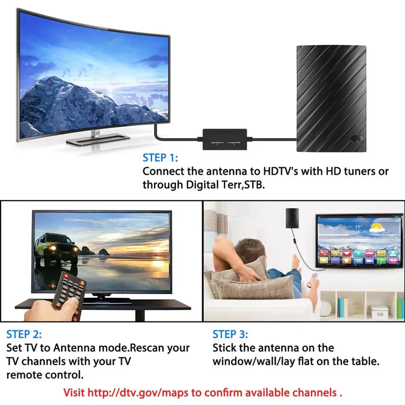 Ultra-Long Range Indoor HDTV Antenna, 4K Digital - Up to 600 Miles