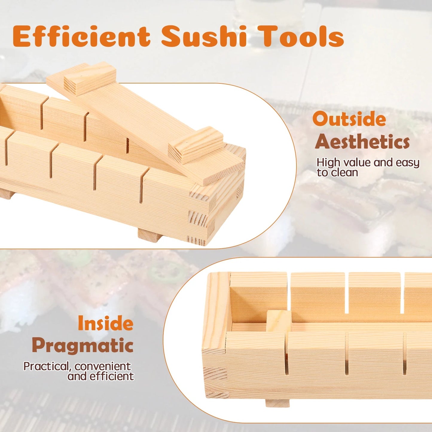Handcrafted Wooden Sushi Press Mold - Premium Sushi Maker for Homemade Rolls