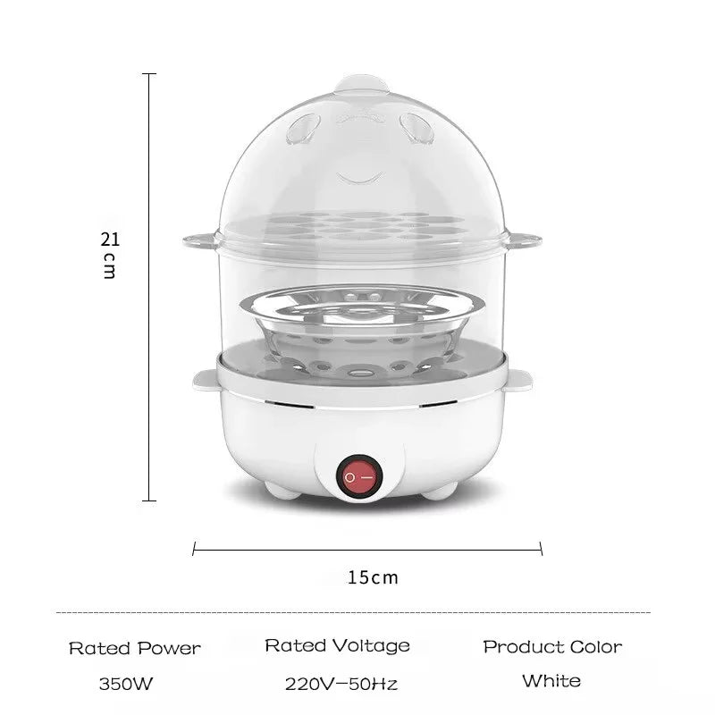 Dual-Tier Multifunctional Electric Egg Cooker — Steam, Boil, Poach and More