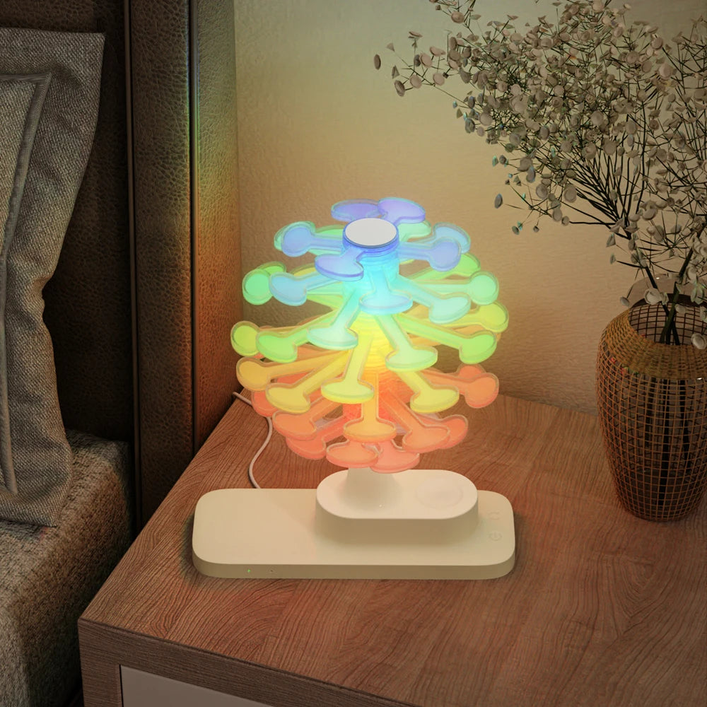 Spiral Tree Table Lamp Featuring a Built-In Wireless Charger