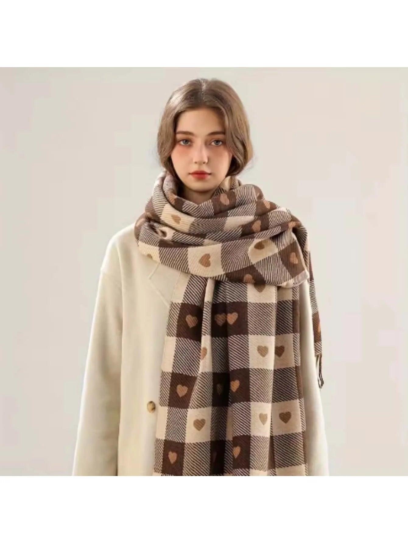 Cozy Checkered Winter Scarf Shawl