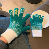 Cozy Festive Fleece-Lined Knit Fingerless Gloves
