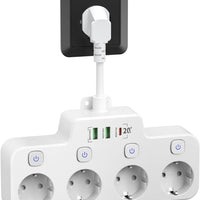 Wall-mounted Power Strip With Independent Switch - 2 USB A And 1 USB C