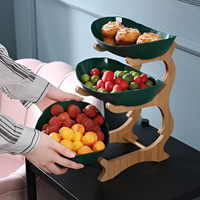 Multi-tiered wooden fruit bowl