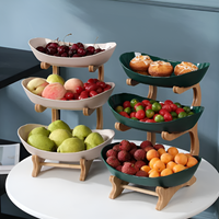 Multi-tiered wooden fruit bowl
