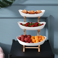Multi-tiered wooden fruit bowl