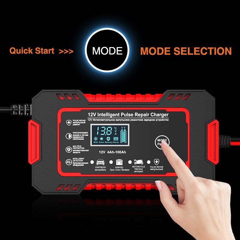 Car Battery Charger 12v 6a Pulse Repair LCD Display