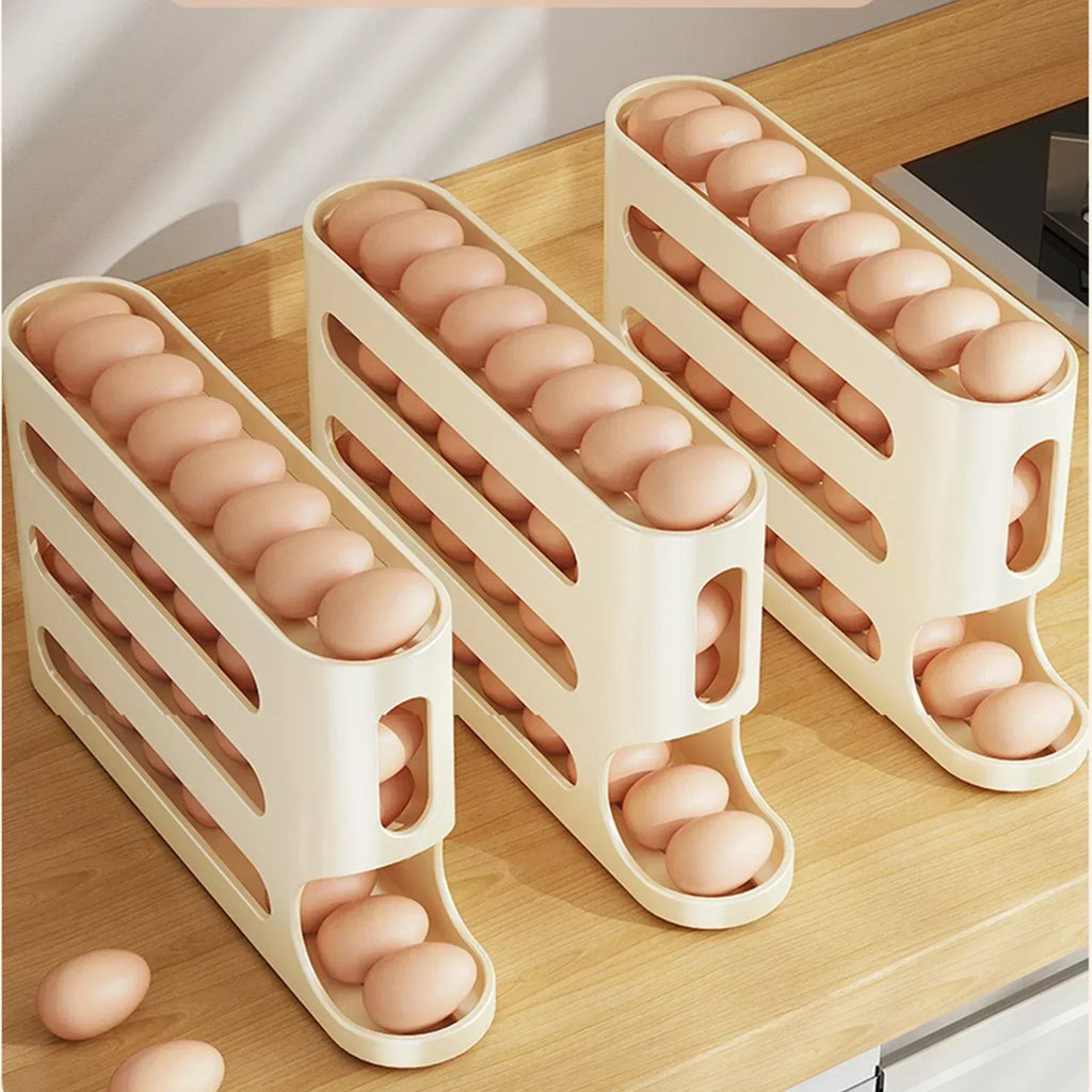 FURLLO 2-4-layer Slide Egg Storage Box Ladder Style Egg Box Storage Refrigerator Side Door Large Capacity Automatic Egg Rolling Machine