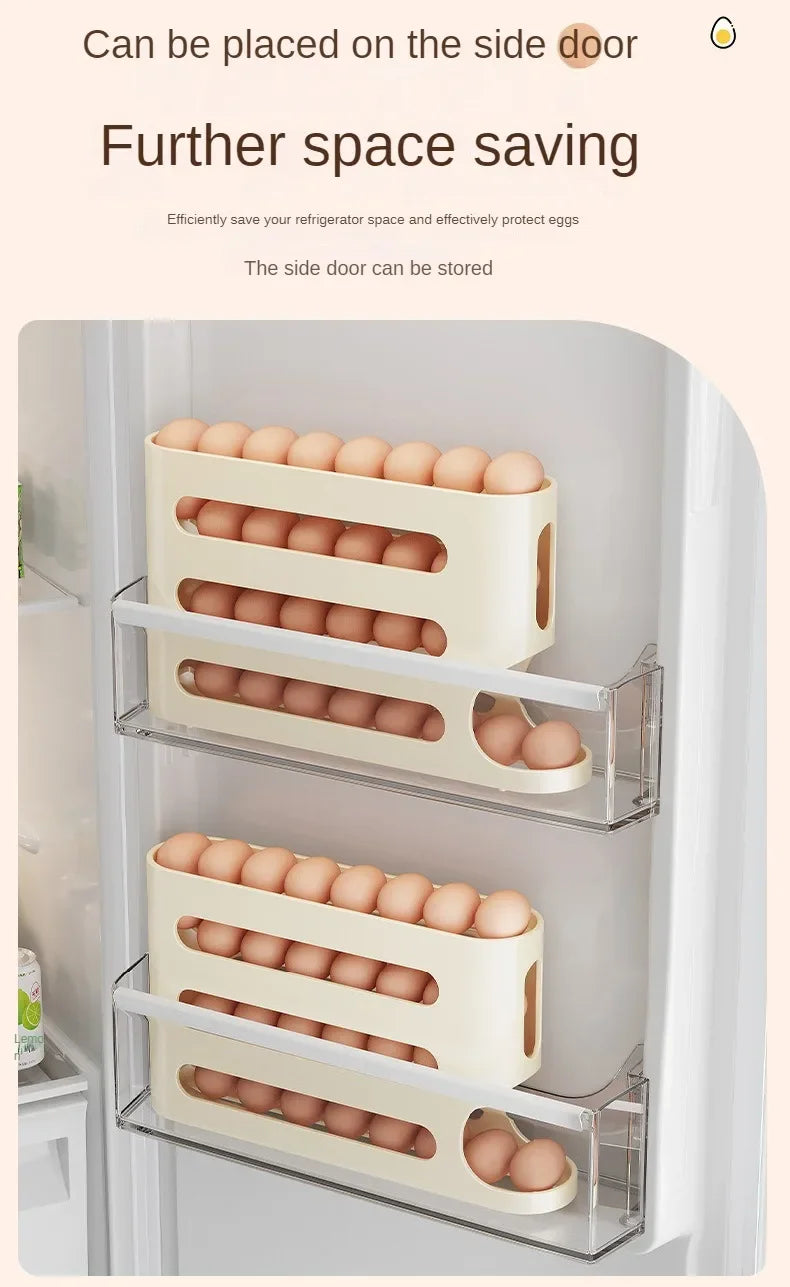 FURLLO 2-4-layer Slide Egg Storage Box Ladder Style Egg Box Storage Refrigerator Side Door Large Capacity Automatic Egg Rolling Machine