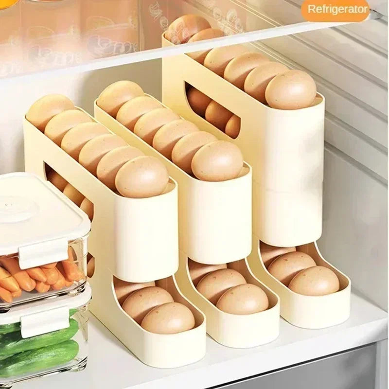 FURLLO 2-4-layer Slide Egg Storage Box Ladder Style Egg Box Storage Refrigerator Side Door Large Capacity Automatic Egg Rolling Machine