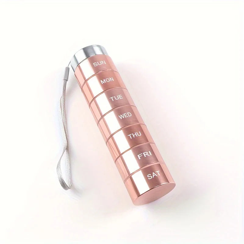 Furllo Weekly Pill Organizer-Waterproof Aluminum 7-Day Pill Case
