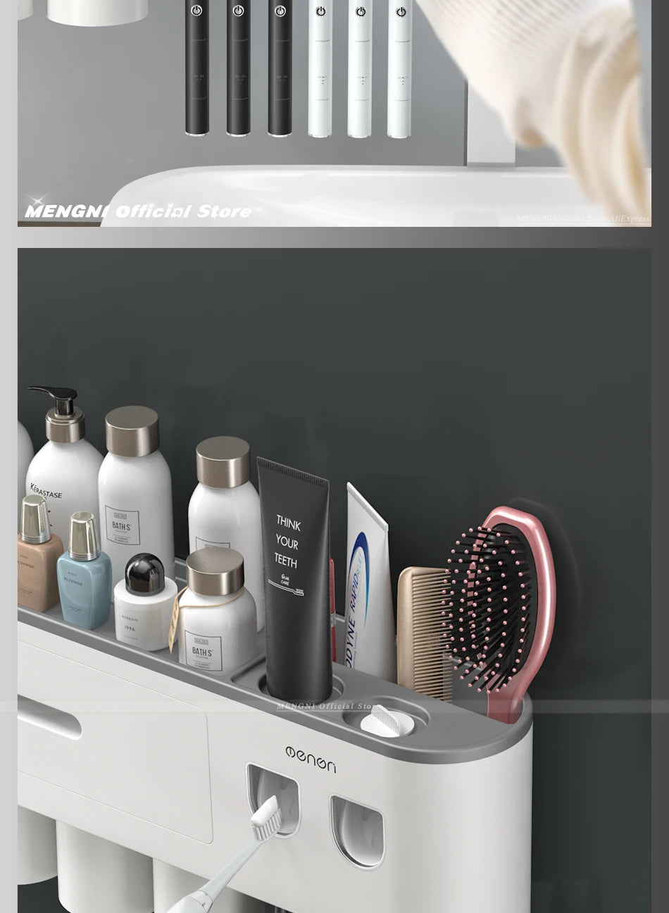 Furllo Magnetic Toothbrush Holder & Auto Toothpaste Dispenser — Wall Mount