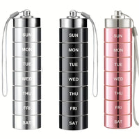 Furllo Weekly Pill Organizer-Waterproof Aluminum 7-Day Pill Case