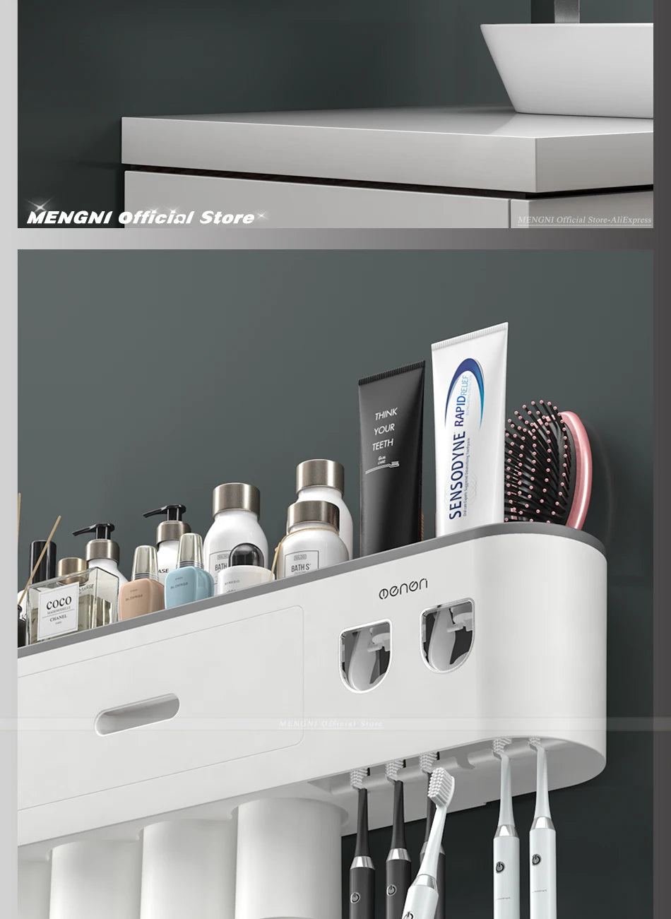 Furllo Magnetic Toothbrush Holder & Auto Toothpaste Dispenser — Wall Mount