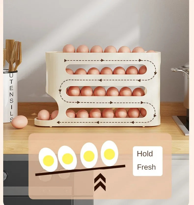 FURLLO 2-4-layer Slide Egg Storage Box Ladder Style Egg Box Storage Refrigerator Side Door Large Capacity Automatic Egg Rolling Machine