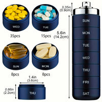 Furllo Weekly Pill Organizer-Waterproof Aluminum 7-Day Pill Case