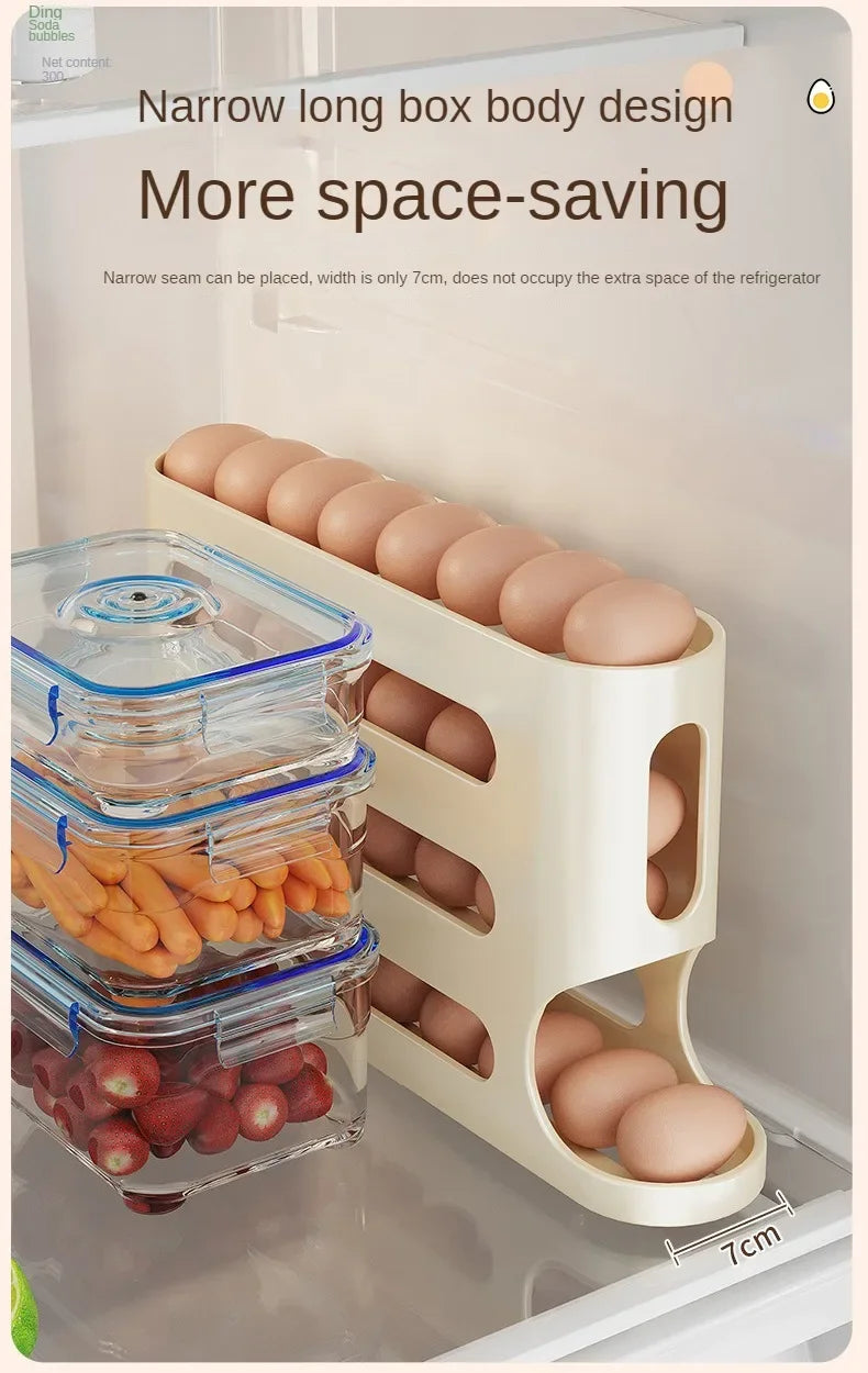 FURLLO 2-4-layer Slide Egg Storage Box Ladder Style Egg Box Storage Refrigerator Side Door Large Capacity Automatic Egg Rolling Machine