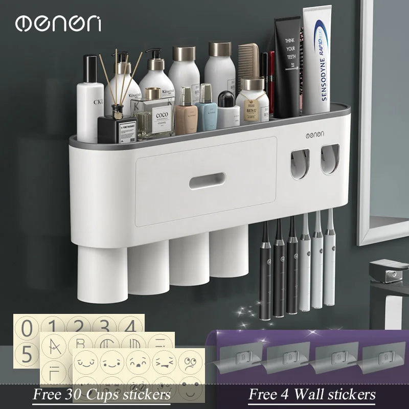 Furllo Magnetic Toothbrush Holder & Auto Toothpaste Dispenser — Wall Mount