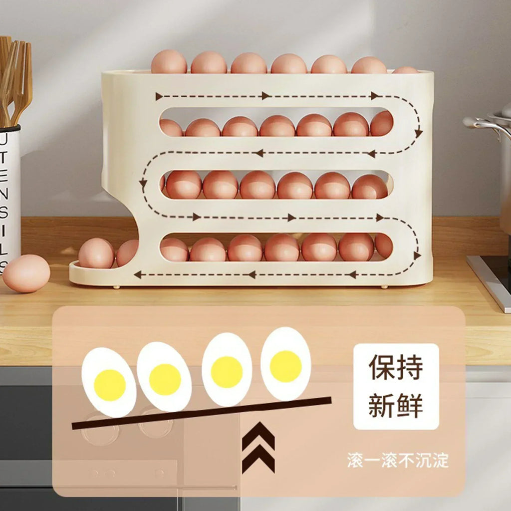 FURLLO 2-4-layer Slide Egg Storage Box Ladder Style Egg Box Storage Refrigerator Side Door Large Capacity Automatic Egg Rolling Machine