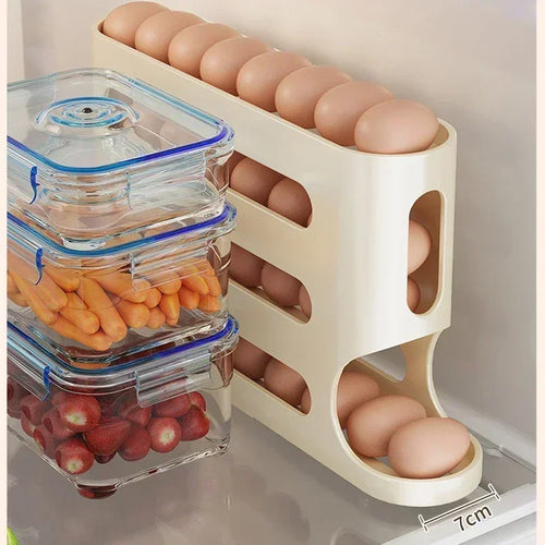FURLLO 2-4-layer Slide Egg Storage Box Ladder Style Egg Box Storage Refrigerator Side Door Large Capacity Automatic Egg Rolling Machine
