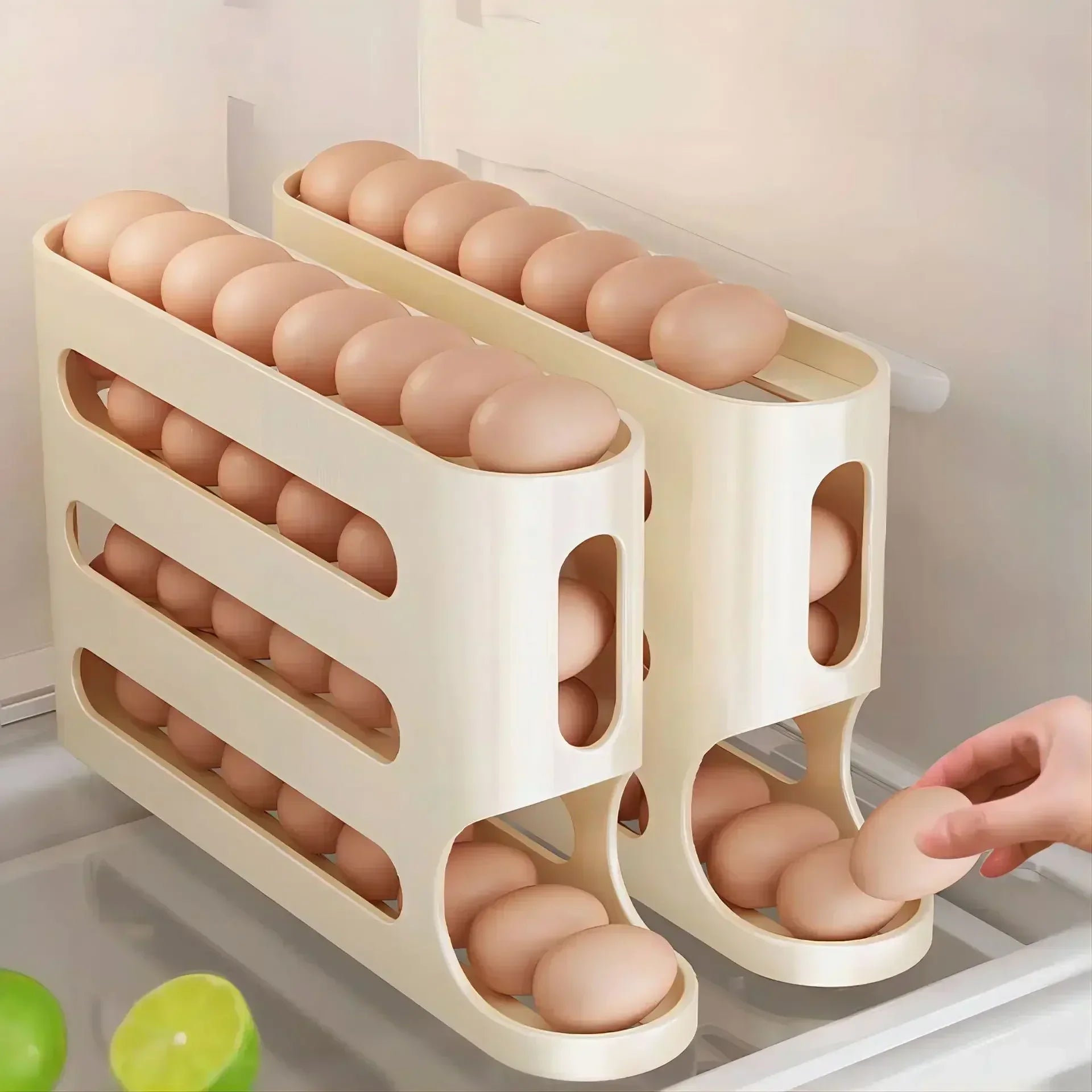 FURLLO 2-4-layer Slide Egg Storage Box Ladder Style Egg Box Storage Refrigerator Side Door Large Capacity Automatic Egg Rolling Machine