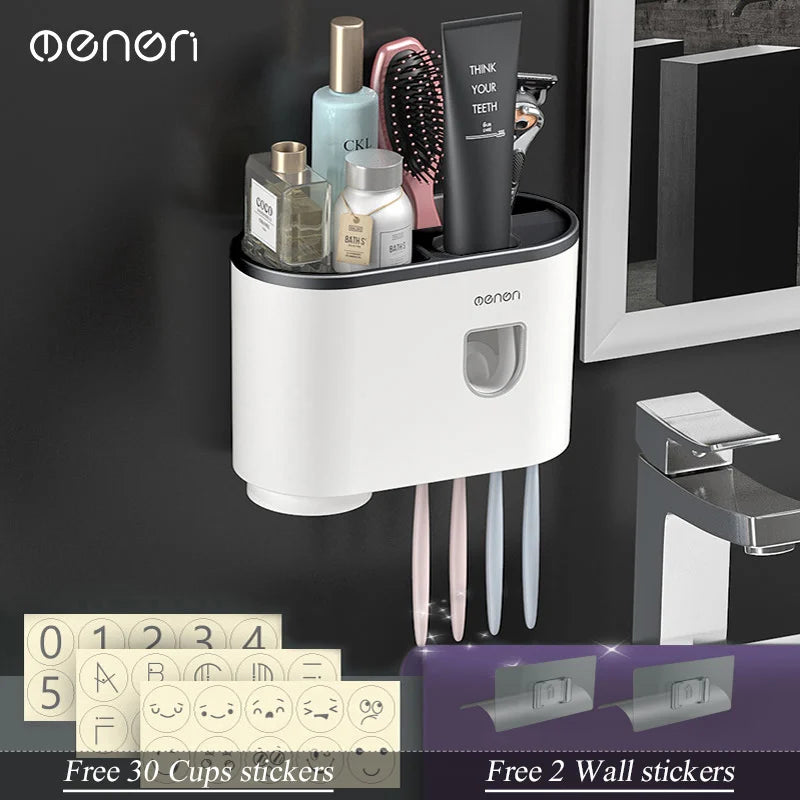 Furllo Magnetic Toothbrush Holder & Auto Toothpaste Dispenser — Wall Mount