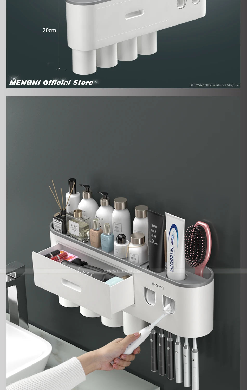 Furllo Magnetic Toothbrush Holder & Auto Toothpaste Dispenser — Wall Mount
