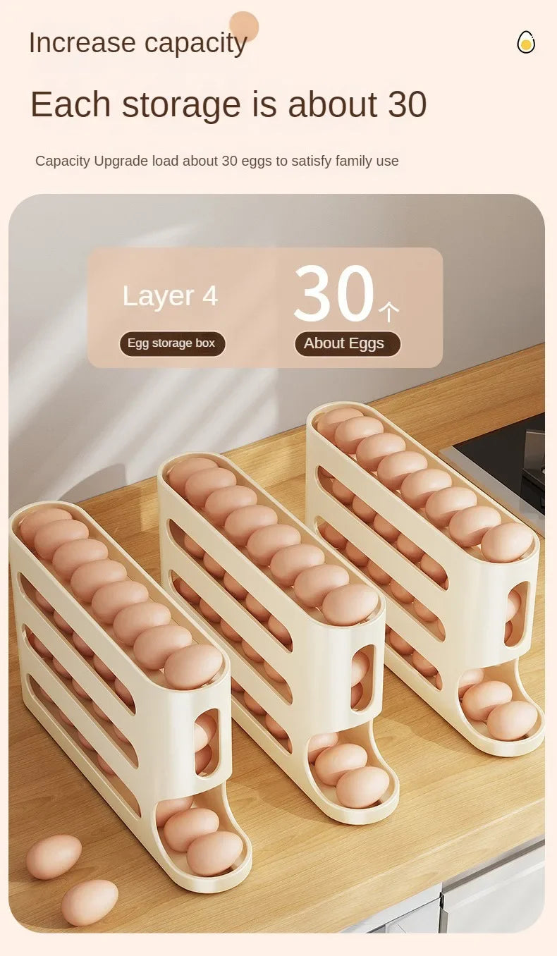 FURLLO 2-4-layer Slide Egg Storage Box Ladder Style Egg Box Storage Refrigerator Side Door Large Capacity Automatic Egg Rolling Machine