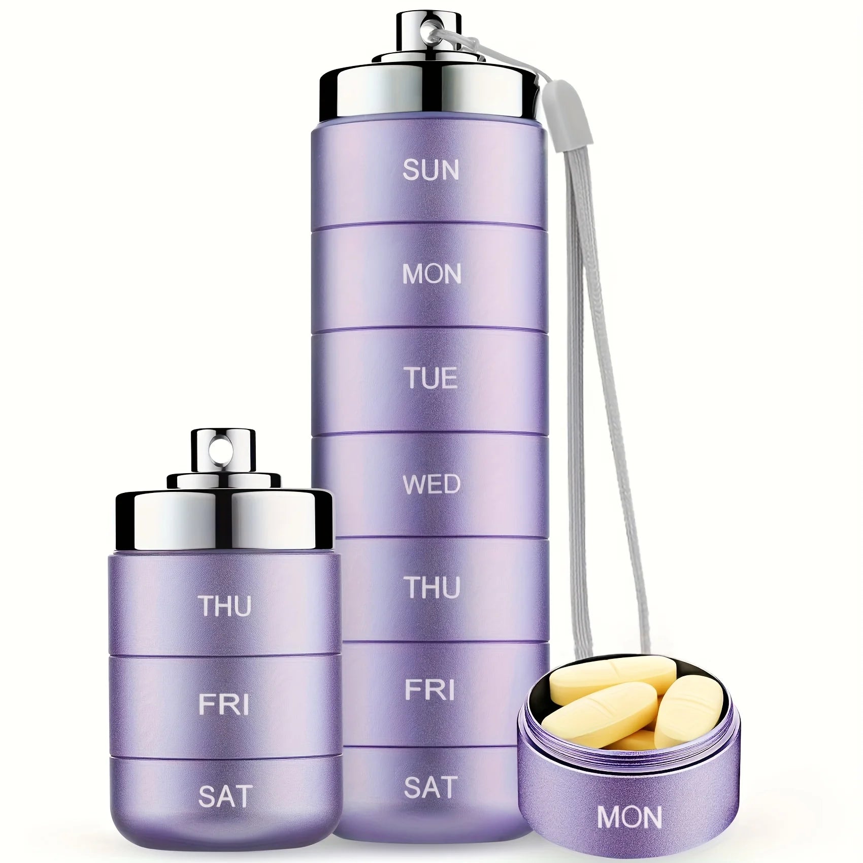 Furllo Weekly Pill Organizer-Waterproof Aluminum 7-Day Pill Case