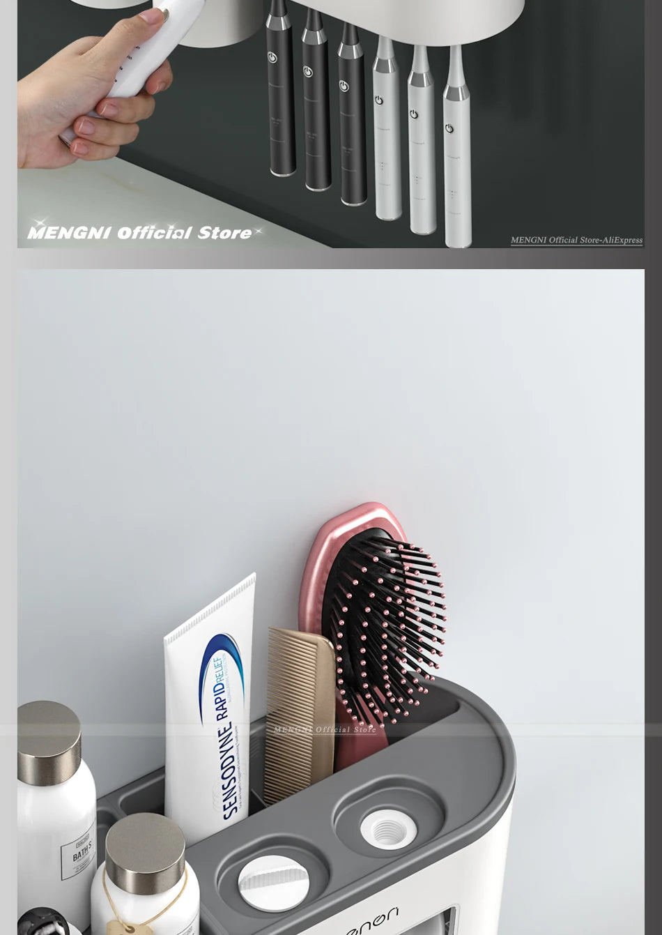 Furllo Magnetic Toothbrush Holder & Auto Toothpaste Dispenser — Wall Mount