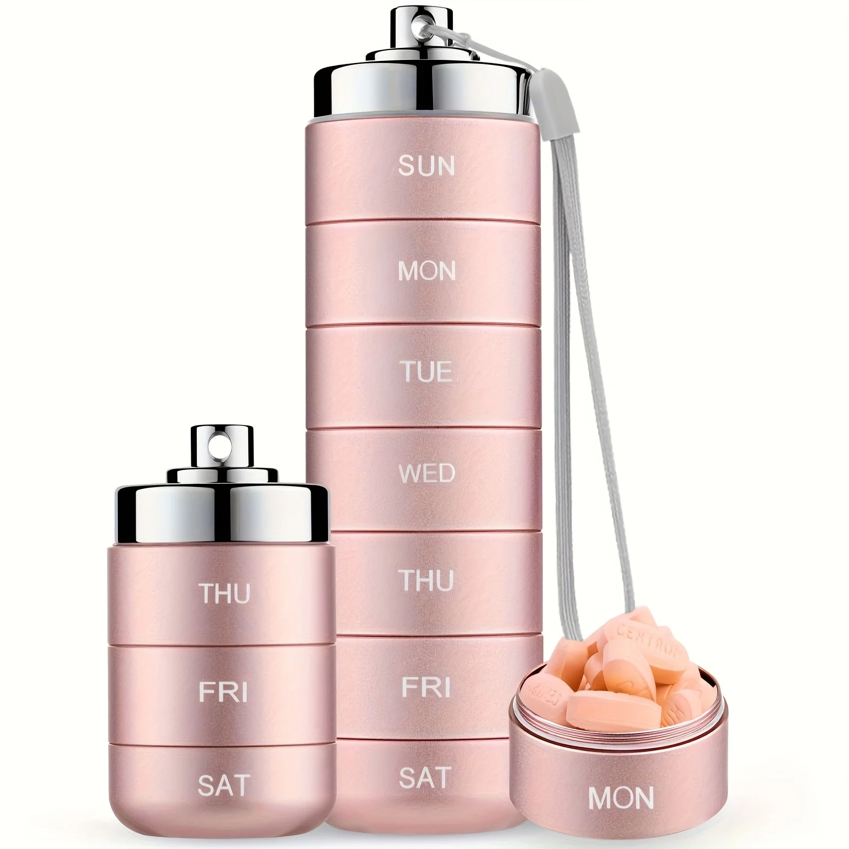 Furllo Weekly Pill Organizer-Waterproof Aluminum 7-Day Pill Case