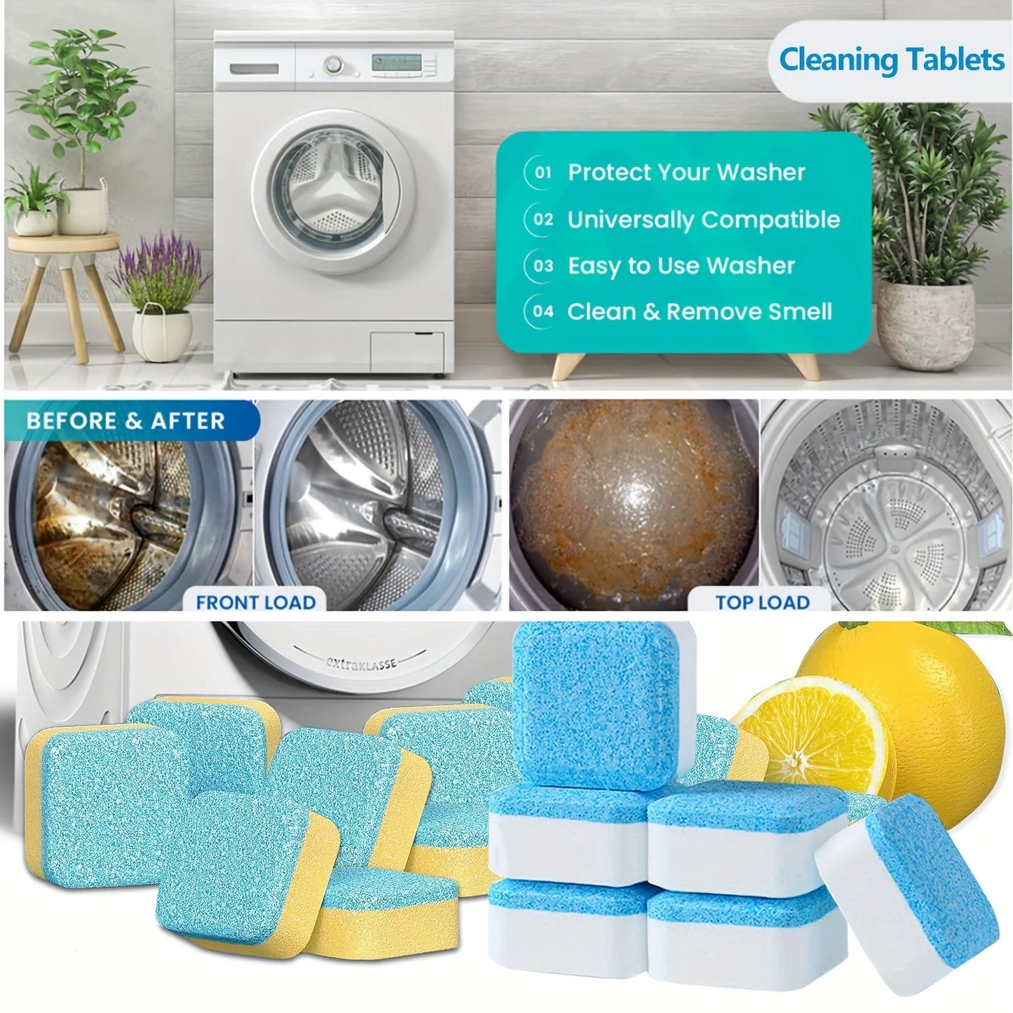 Furllo Washing Machine Cleaner Tablets — Deep Clean & Odor Remover