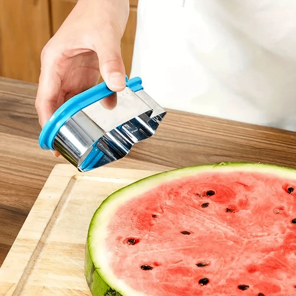 FURLLO 1pc Stainless Steel Watermelon Slicer and Popsicle Mold - Fun and Simple Fruit Cutter for Young People，Green Handle，Manual opera