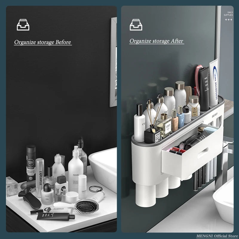Furllo Magnetic Toothbrush Holder & Auto Toothpaste Dispenser — Wall Mount