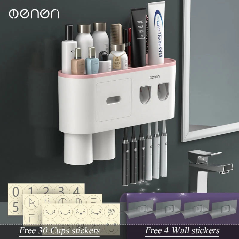 Furllo Magnetic Toothbrush Holder & Auto Toothpaste Dispenser — Wall Mount