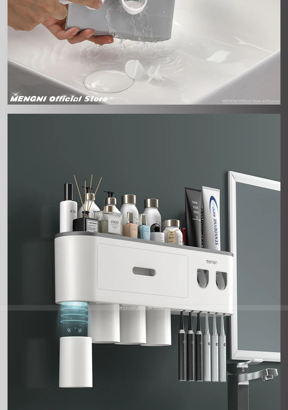 Furllo Magnetic Toothbrush Holder & Auto Toothpaste Dispenser — Wall Mount