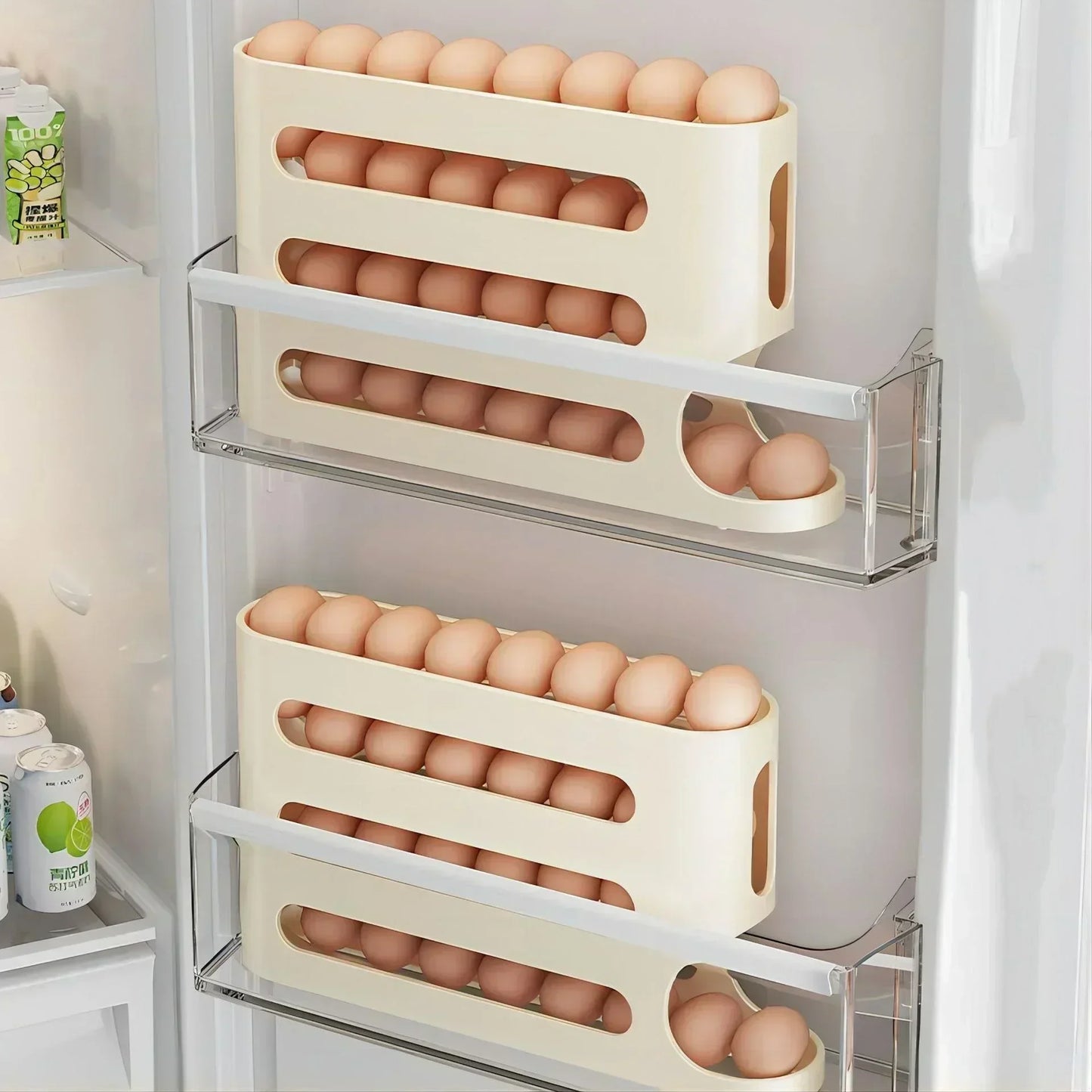 FURLLO 2-4-layer Slide Egg Storage Box Ladder Style Egg Box Storage Refrigerator Side Door Large Capacity Automatic Egg Rolling Machine