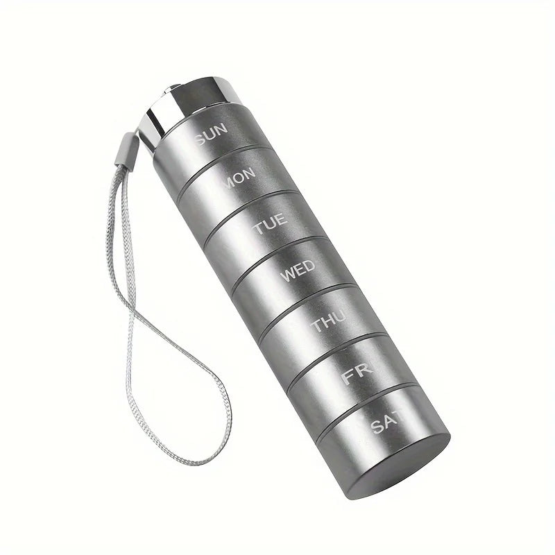 Furllo Weekly Pill Organizer-Waterproof Aluminum 7-Day Pill Case