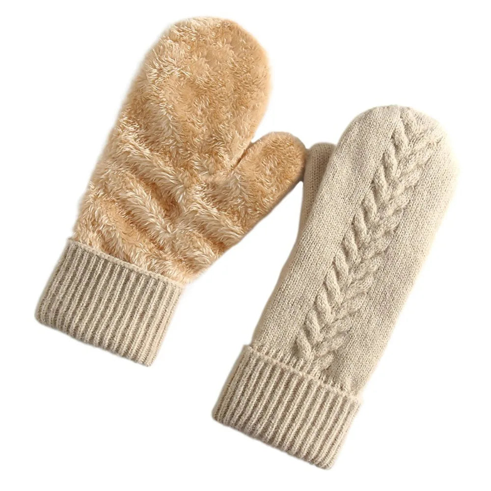Double-Layer Fleece-Lined Winter Mittens for Maximum Warmth