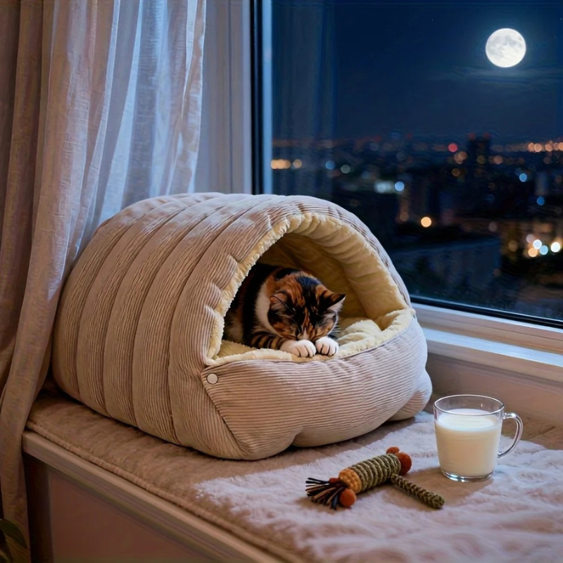 Cozy Arctic-Fleece Cat Cave Bed – Warm, Enclosed Shelter for Ultimate Comfort