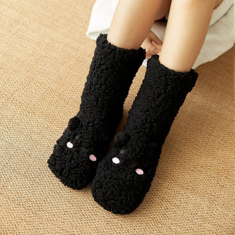 Cozy Kawaii Bear Fleece-Lined Warm Socks