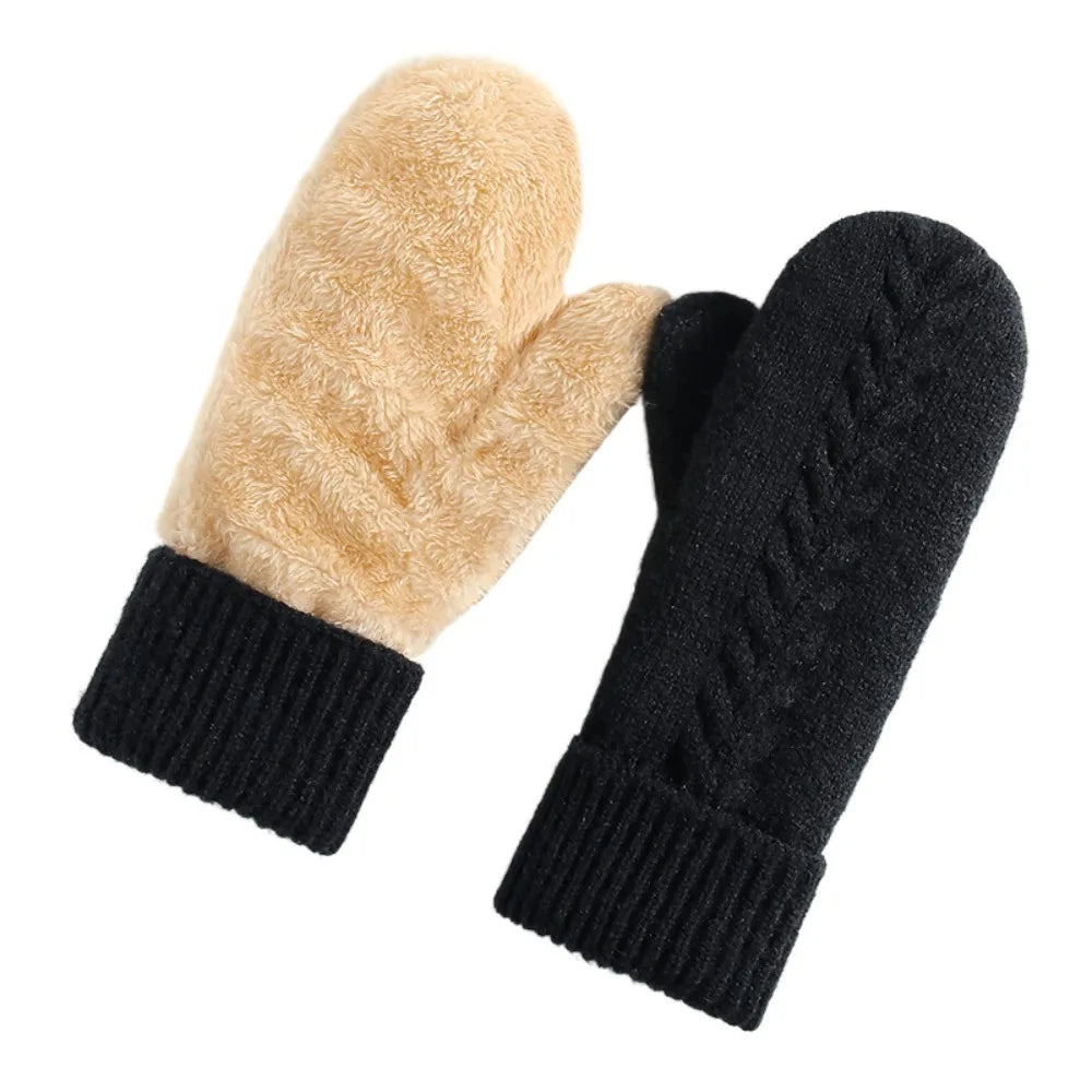 Double-Layer Fleece-Lined Winter Mittens for Maximum Warmth