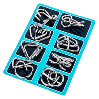 8 Piece Metal Puzzle Ring Set Brain Teaser Toys